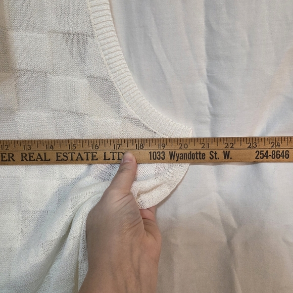 Armani Exchange Lg White Checker Sheer Knit Tank NWT - Picture 10 of 12